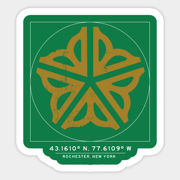 Rochester GPS coordinates Sticker by todd_stahl_art